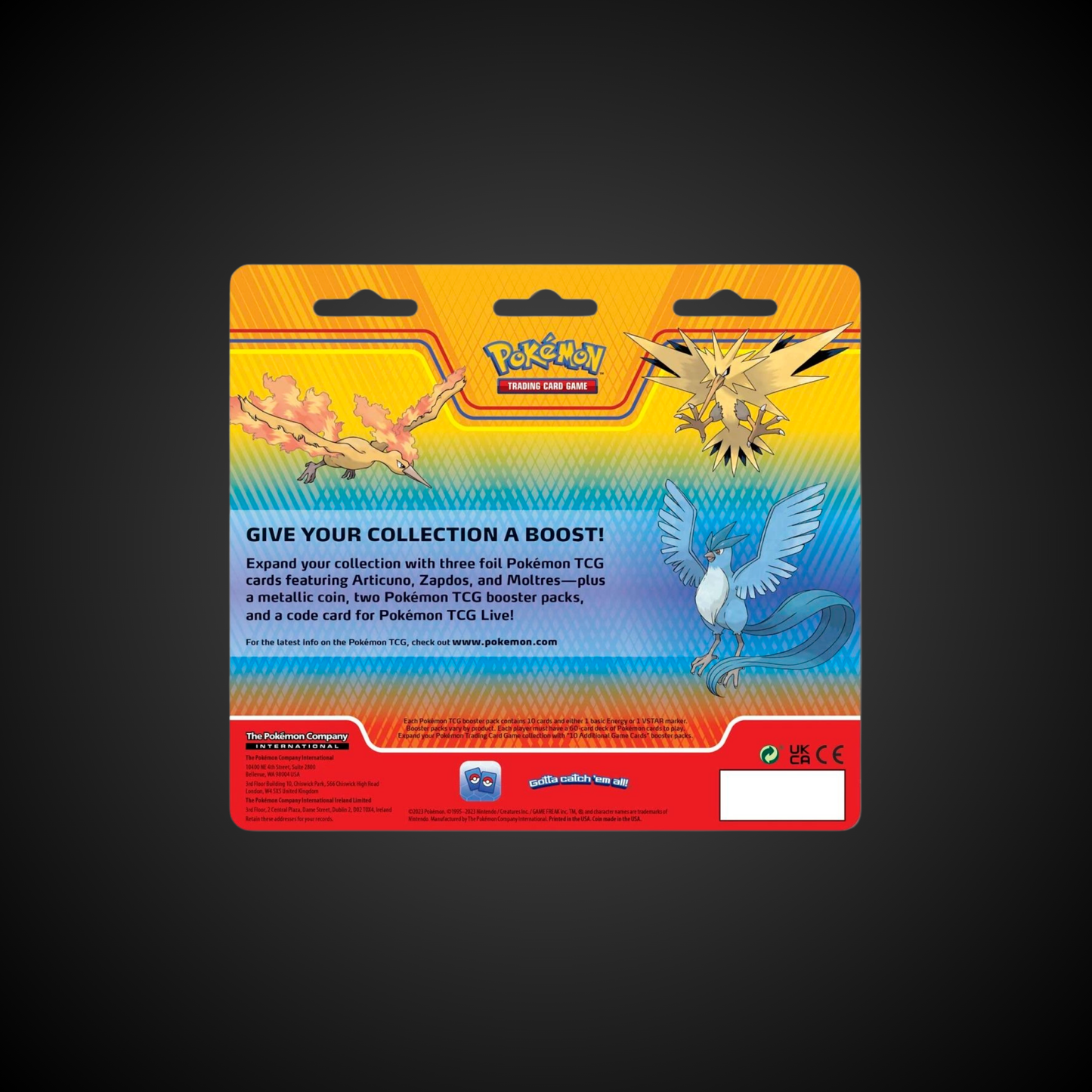 Articuno, Zapdos & Moltres Cards with 2 Booster Packs & Coin