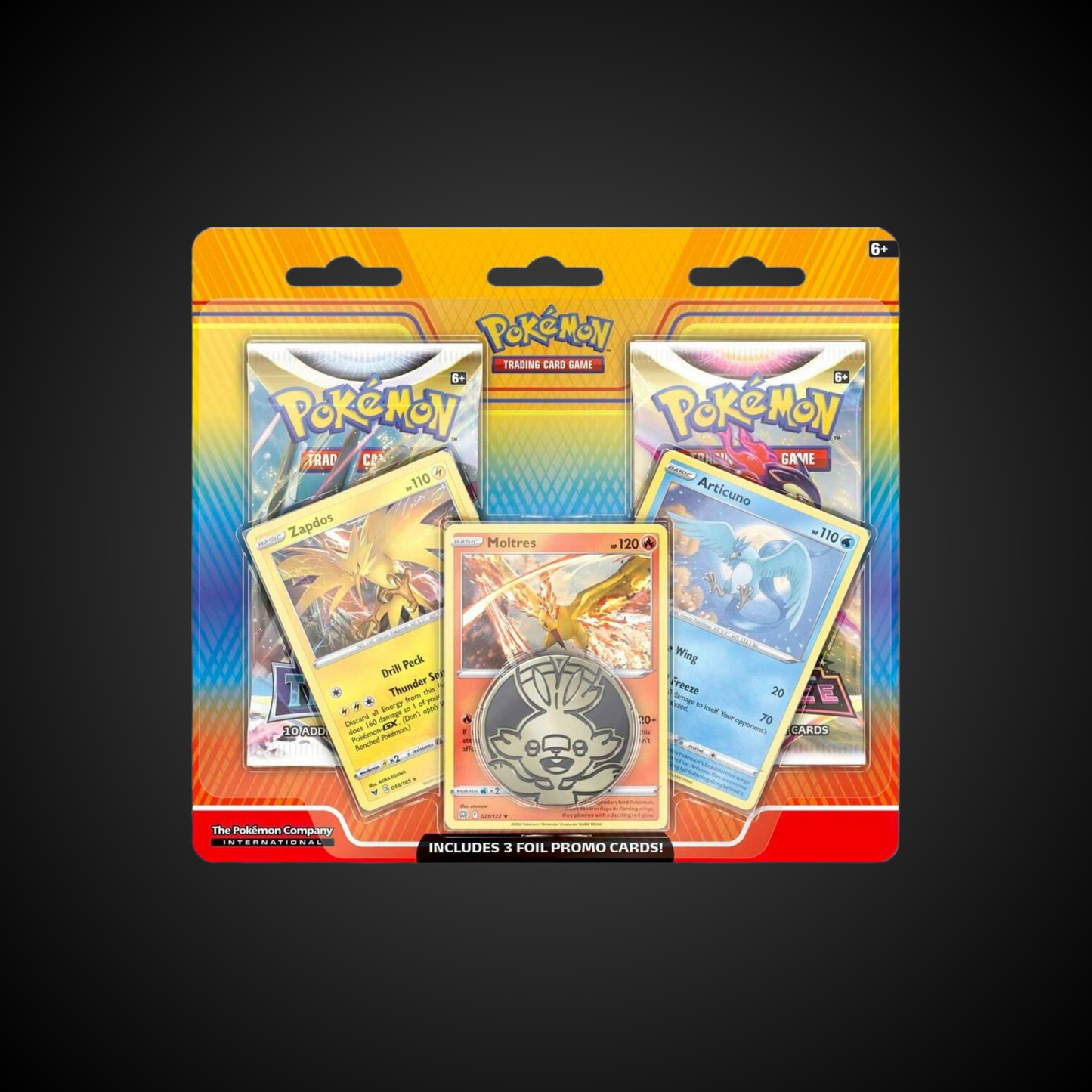 Articuno, Zapdos & Moltres Cards with 2 Booster Packs & Coin