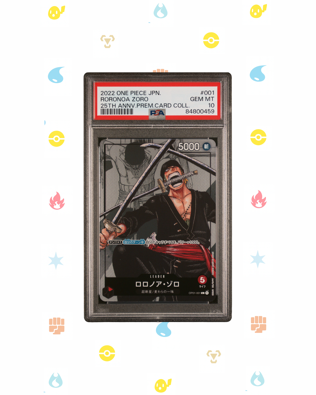 2022 One Piece Japanese Roronoa Zoro #001 – 25th Anniversary Premium Card Collection – PSA 10 Gem Mint