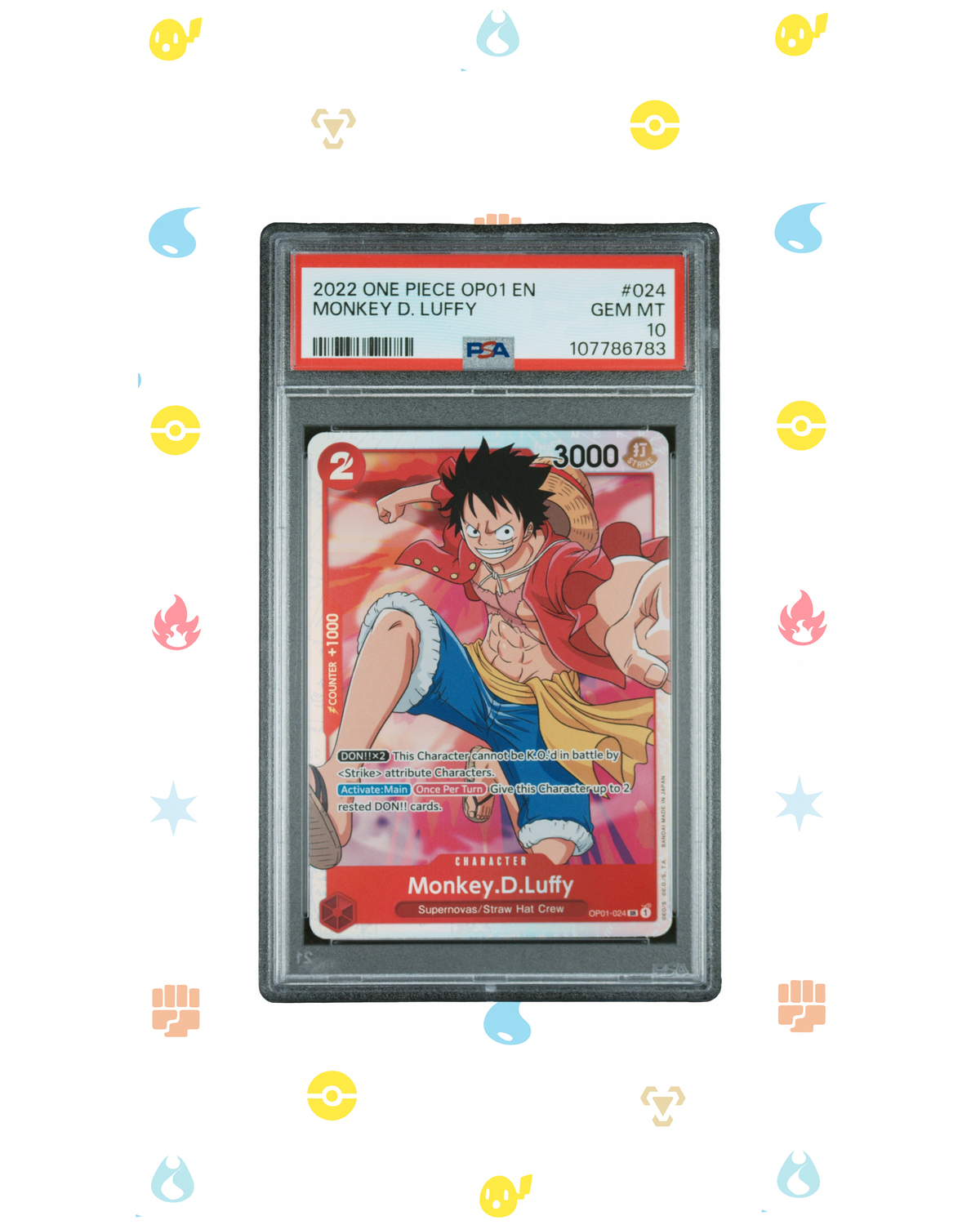 2022 One Piece Monkey D. Luffy OP01-024 SR – Romance Dawn English – PSA 10 Gem Mint